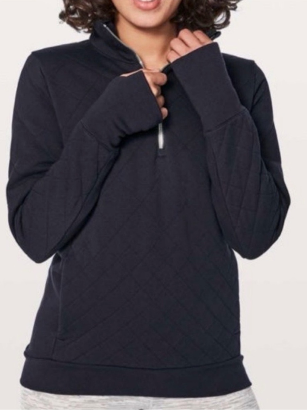 EUC Lululemon Black Quilted Forever Warm Half-Zip Pullover - Size 8